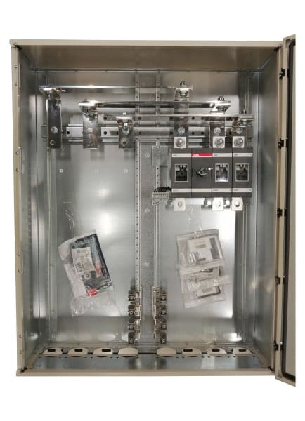 ABB - EMV-Sicherheitsschalter Stahlblechgeh. 3P 315kW 400V Griff rot-gelb IP65 unten