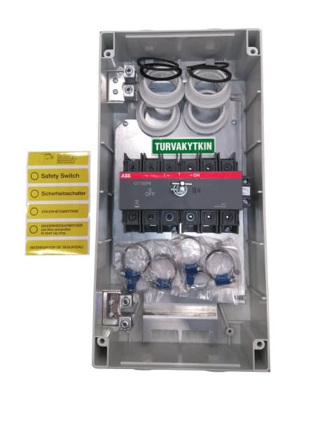 ABB - EMV-Sicherheitsschalter Kunststoffgeh. 6P 37kW 400V Griff rot-gelb IP65 oben/unt