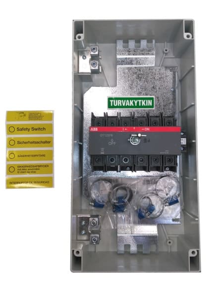 ABB - EMV-Sicherheitsschalter Kunststoffgeh. 6P 45kW 400V Griff schwarz IP65 oben/unt