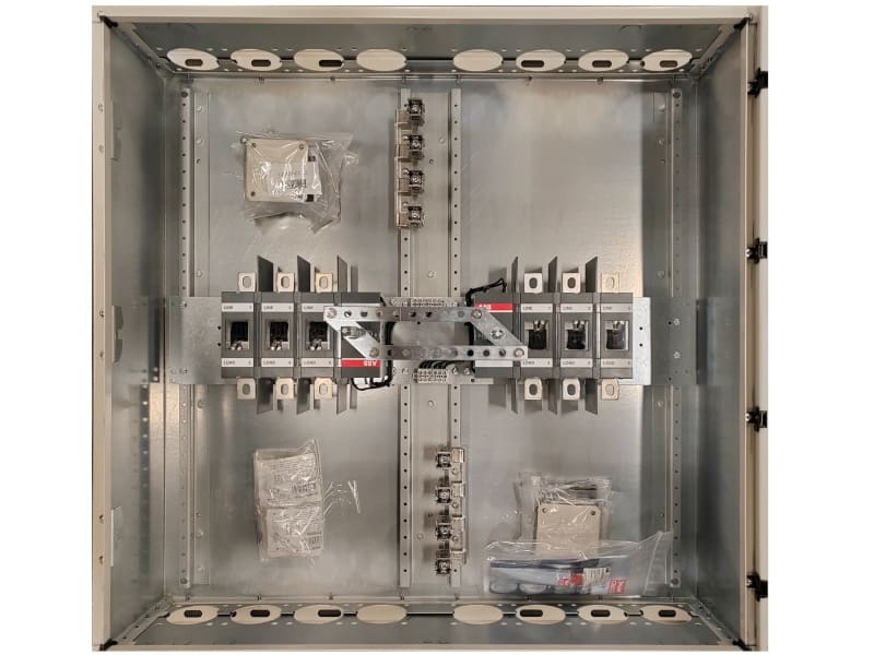ABB - EMV-Sicherheitsschalter Stahlblechgeh. 6P 220kW 400V Griff schwarz IP65 oben/unt