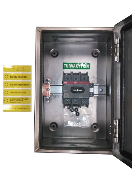 ABB - Sicherheitsschalter Edelstahlgeh. 3P 37kW 400V Griff schwarz IP65 oben/unten