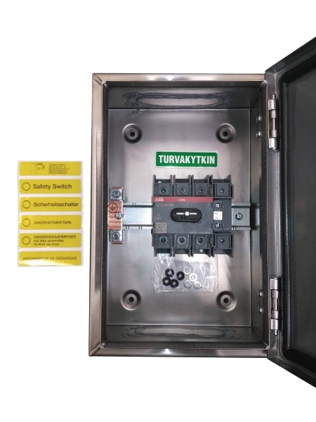 ABB - Sicherheitsschalter Edelstahlgeh. 4P 45kW 400V Griff schwarz IP65 oben/unten