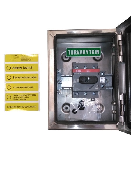 ABB - Sicherheitsschalter Edelstahlgeh. 3P 15kW 400V Griff schwarz IP65 oben/unten