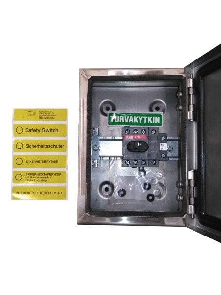 ABB - Sicherheitsschalter Edelstahlgeh. 4P 7,5kW 400V Griff schwarz IP65 unten