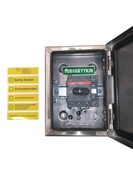 ABB - Sicherheitsschalter Edelstahlgeh. 4P 22kW 400V Griff schwarz IP65 oben/unten