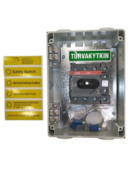 ABB - EMV-Sicherheitsschalter Kunststoffgeh. 4P 15kW 400V Griff rot-gelb IP65 oben/unt