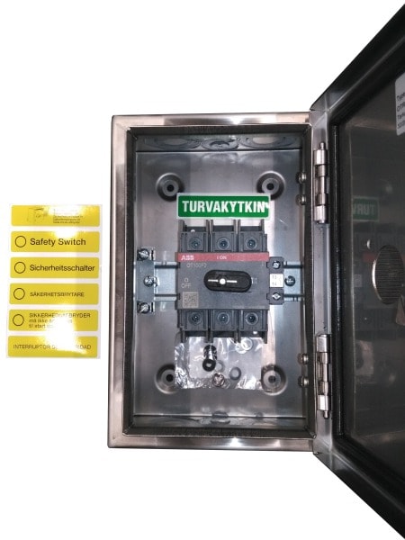 ABB - Sicherheitsschalter Edelstahlgeh. 3P 30kW 400V Griff schwarz IP65 oben/unten