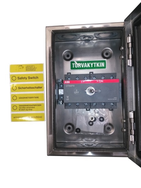 ABB - Sicherheitsschalter Edelstahlgeh. 6P 22kW 400V Griff rot-gelb IP65 oben/unten