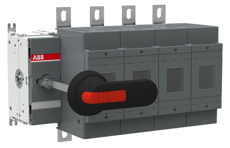 ABB - Sicherungslasttrennschalter 4P 400A m.Griff u.Welle ungesich. Neutrall. rechts