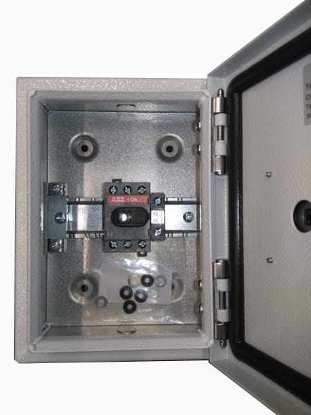 ABB - EMV-Sicherheitsschalter Stahlblechgeh. 3P 7,5kW 400V Grif rot-gelb IP65 oben/unt
