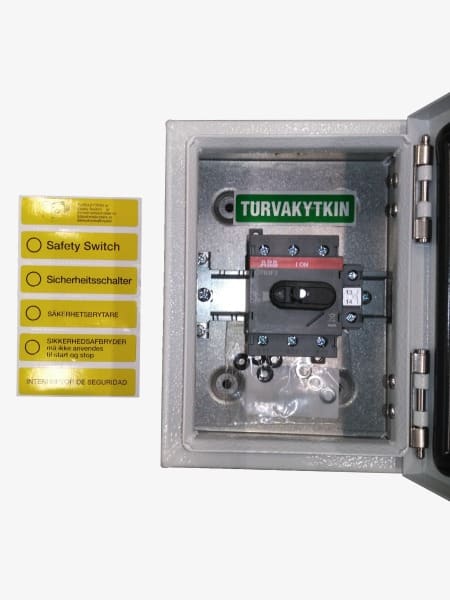 ABB - EMV-Sicherheitsschalter Stahlblechgeh. 3P 15kW 400V Griff schwarz IP65 oben/unt