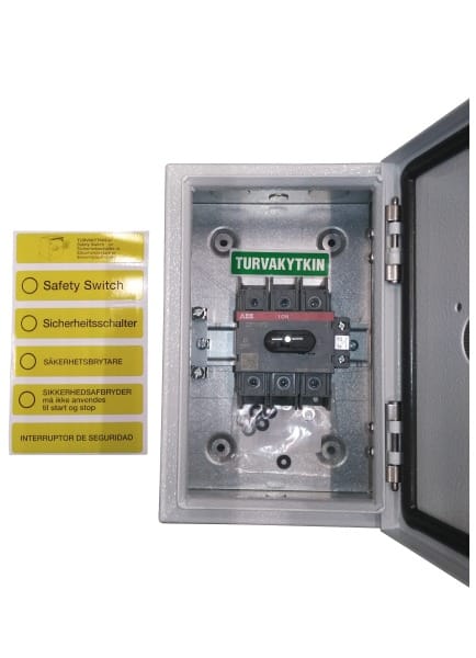 ABB - EMV-Sicherheitsschalter Stahlblechgeh. 3P 30kW 400V Griff schwarz IP65 oben/unt