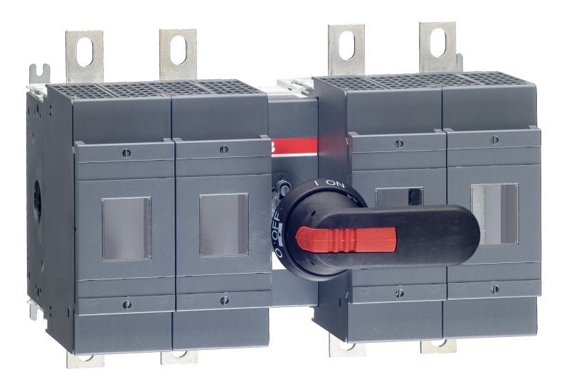 ABB - Sicherungslasttrennschalter 4P 400A m.Griff u.Welle ungesich. Neutrall. rechts