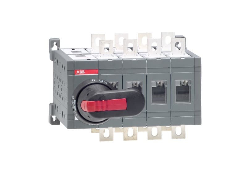 ABB - Lastumschalter 4-polig 200 A, mit Griff und Welle offene Umschaltung I-0-II