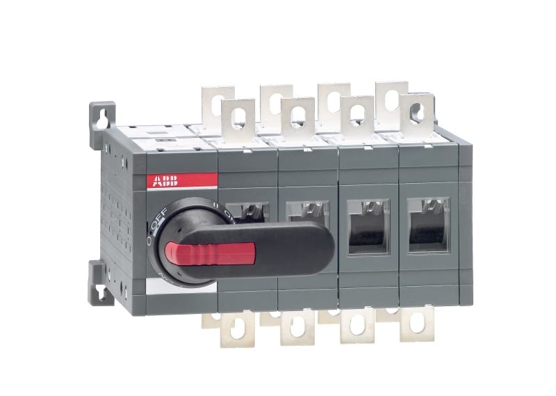ABB - Lastumschalter 4-polig 315 A, mit Griff und Welle offene Umschaltung I-0-II