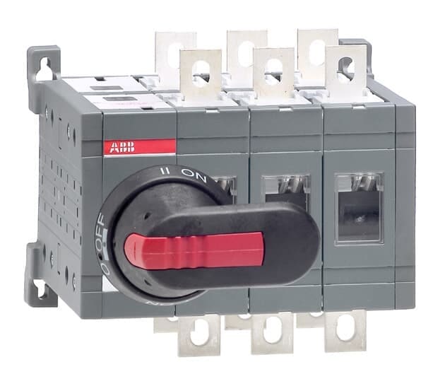 ABB - Lastumschalter 3-polig 160 A, mit Griff und Welle offene Umschaltung I-0-II
