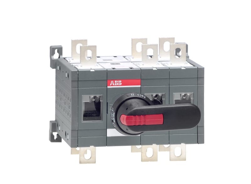 ABB - Lastumschalter 3-polig 315 A, mit Griff und Welle offene Umschaltung I-0-II