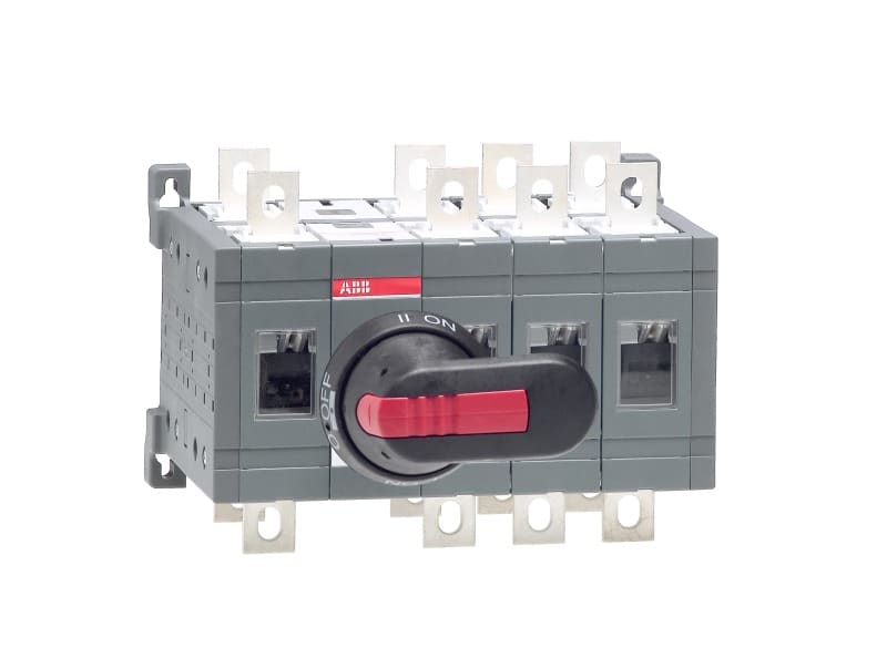 ABB - Lastumschalter 4-polig 250 A, mit Griff und Welle offene Umschaltung I-0-II