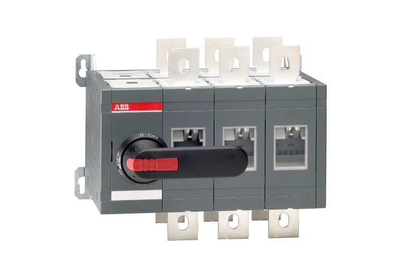 ABB - Lastumschalter 3-polig 800 A, mit Griff und Welle offene Umschaltung I-0-II