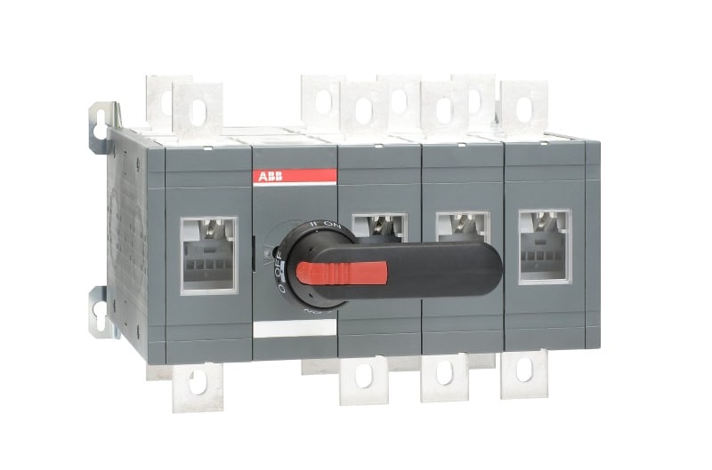 ABB - Lastumschalter 4-polig 800 A, mit Griff und Welle offene Umschaltung I-0-II