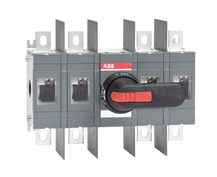 ABB - Lasttrennschalter 4-polig 315 A, mit Griff und Welle mit großem Phasenabstand