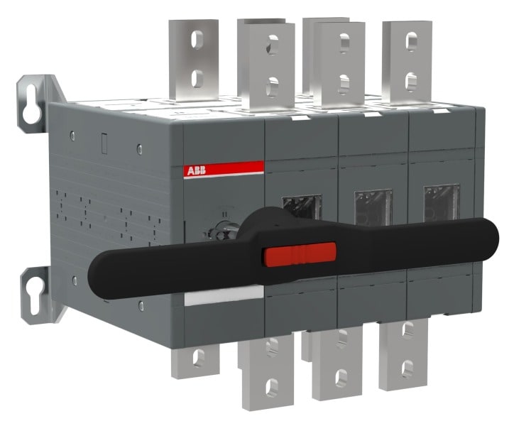 ABB - Lastumschalter 3-polig 1600 A, mit Griff und Welle offene Umschaltung I-0-II