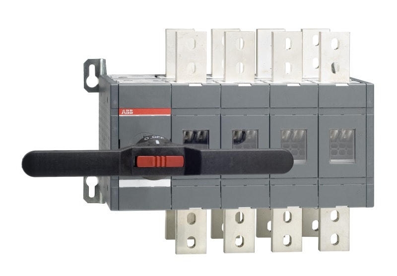 ABB - Lastumschalter 4-polig 1600 A, mit Griff und Welle offene Umschaltung I-0-II
