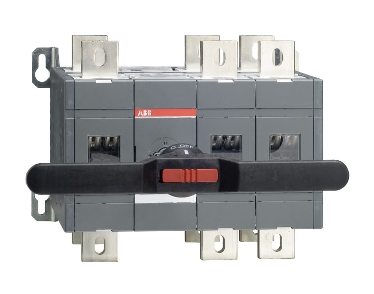 ABB - Lastumschalter 3-polig 1000 A, mit Griff und Welle offene Umschaltung I-0-II