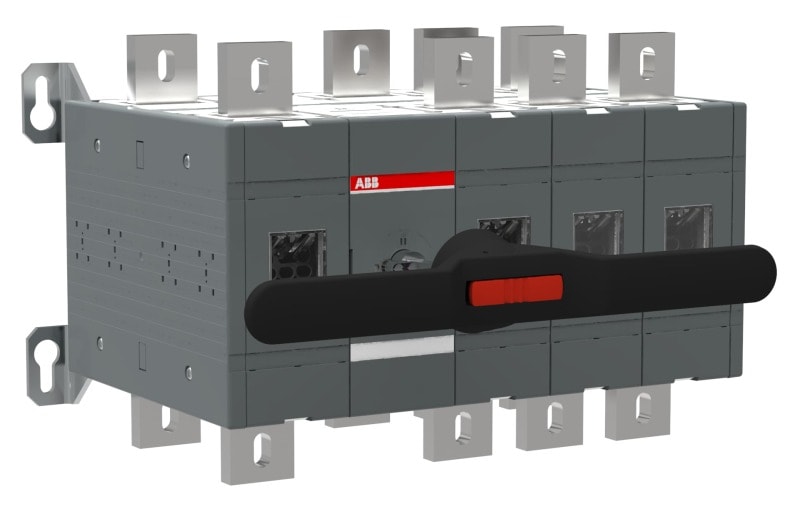 ABB - Lastumschalter 4-polig 1250 A, mit Griff und Welle offene Umschaltung I-0-II