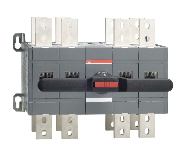 ABB - Lastumschalter 4-polig 1600 A, mit Griff und Welle offene Umschaltung I-0-II