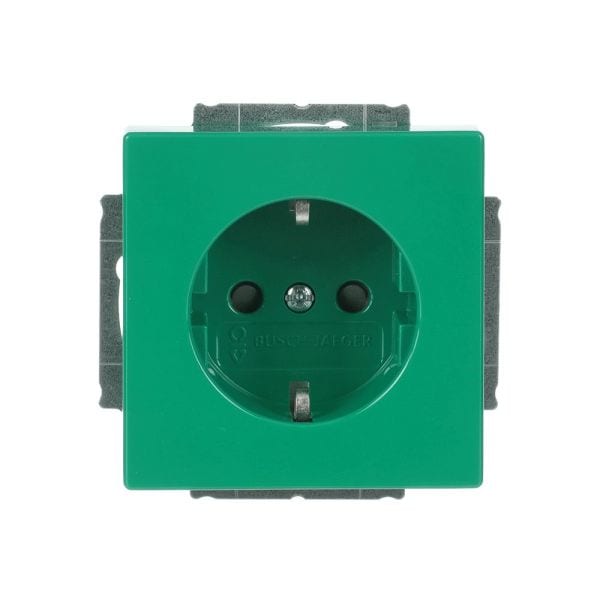 BUSCH-JAEGER - SCHUKO Steckdosen-Einsatz mit Aufdruck SV Safety+ grün - Plattform 63