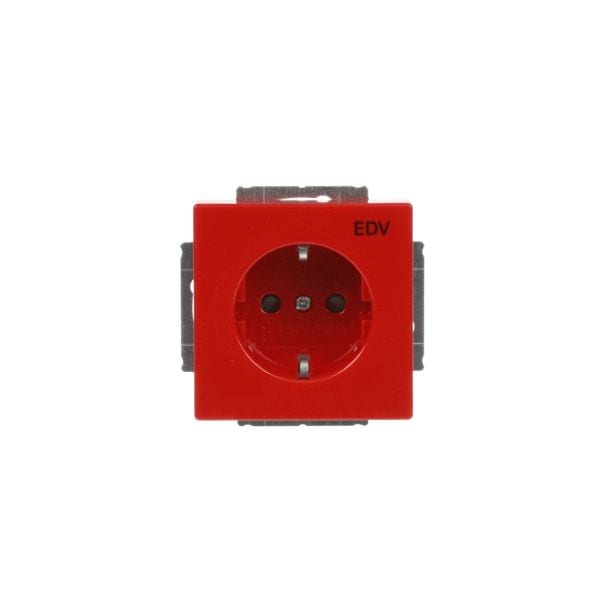 BUSCH-JAEGER - SCHUKO Steckdosen-Einsatz Safety+ mit Aufdruck EDV rot - Plattform 63