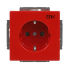 BUSCH-JAEGER - SCHUKO Steckdosen-Einsatz Safety+ mit Aufdruck EDV rot - Plattform 63