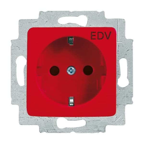 BUSCH-JAEGER - SCHUKO Steckdosen-Einsatz mit Aufdruck EDV 50 x 50 mm rot - Reflex SI