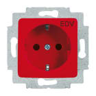 BUSCH-JAEGER - SCHUKO Steckdosen-Einsatz mit Aufdruck EDV 50 x 50 mm rot - Reflex SI
