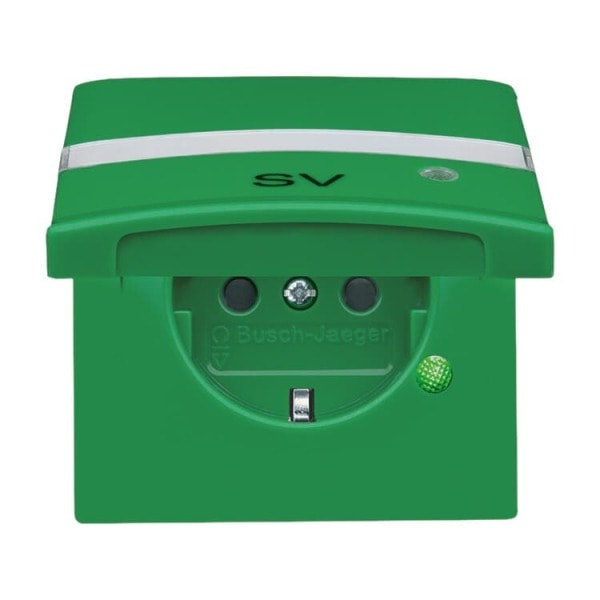 BUSCH-JAEGER - SCHUKO-Einsatz Safety+ SV mit Klappdeckel/Kontrolllicht grün -Allwetter 44(IP44)