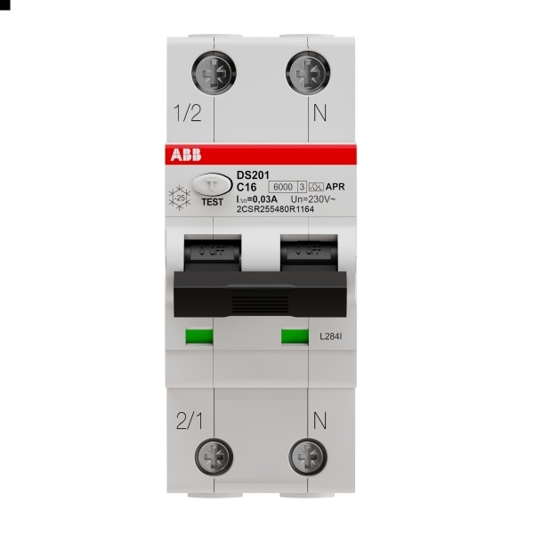 ABB - FI/LS Typ A 1+N-polig kurzzeitverzögert AP-R Charakteristik C 16A 30mA 6kA