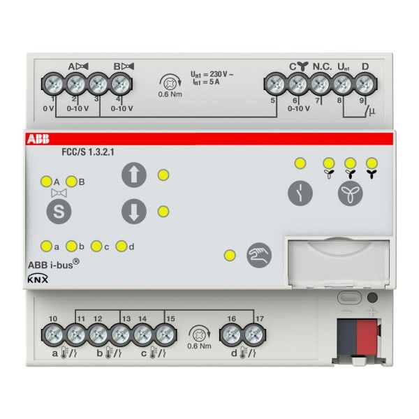 ABB - KNX Fan Coil Controller 3 x 0-10 V manuelle Bedienung REG
