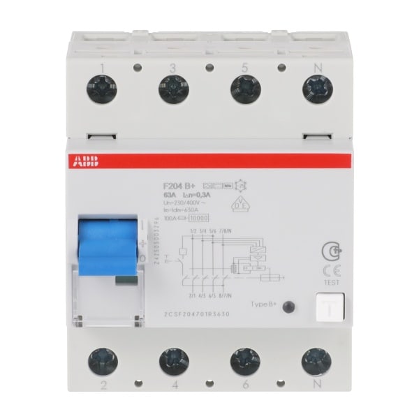 ABB - Fehlerstrom-Schutzeinrichtung 4-polig Typ B+ 63A Bemessungsfehlerstrom 300mA