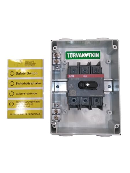 ABB - Sicherheitsschalter im Kunststoffgehäuse 3-polig 22 kW 400 V mit rot-gelbem Grif, IP65