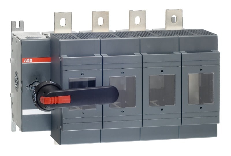 ABB - Sicherungslasttrennschalter 4P 630A m.Griff u.Welle ungesich. Neutrall. rechts