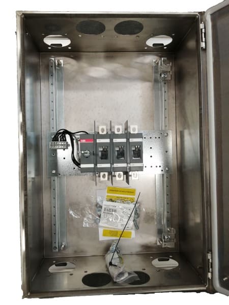 ABB - Sicherheitsschalter Edelstahlgeh. 3P 110kW 400V Edelstahlgriff IP65 oben/unten