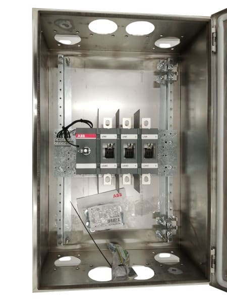 ABB - Sicherheitsschalter Edelstahlgeh. 3P 160kW 400V Edelstahlgriff IP65 oben/unten