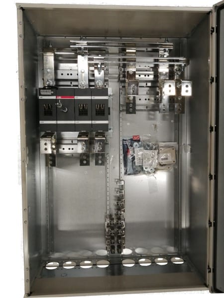 ABB - EMV-Sicherheitsschalter Stahlblechgeh. 3P 710kW 400V Griff schwarz IP65 unten