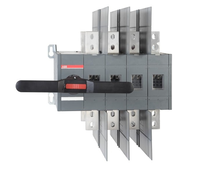 ABB - Lastumschalter 4-polig 800 A, mit Griff und Welle offene Umschaltung I-0-II