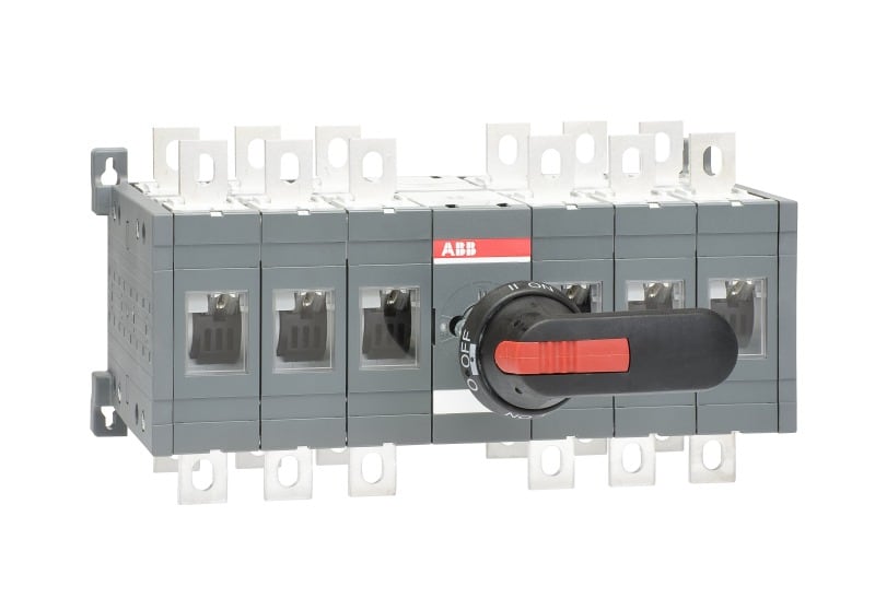 ABB - Lastumschalter 6-polig 400 A, mit Griff und Welle offene Umschaltung I-0-II