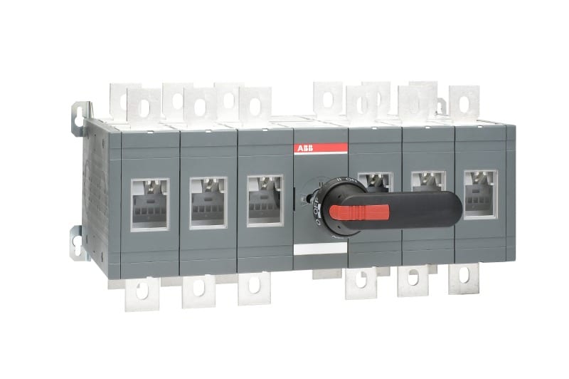 ABB - Lastumschalter 6-polig 630 A, mit Griff und Welle offene Umschaltung I-0-II