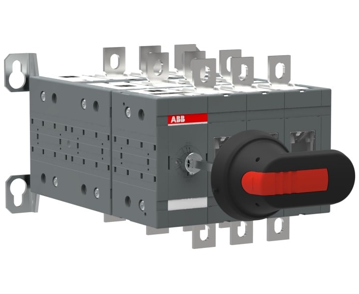 ABB - Bypass-Schalter 3-polig 160 A, mit Griff und Welle offene Umschaltung I-0-II