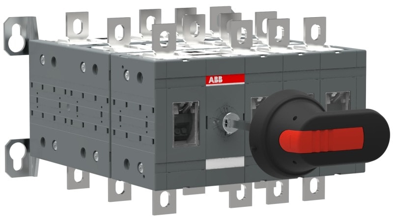 ABB - Bypass-Schalter 4-polig 250 A, mit Griff und Welle offene Umschaltung I-0-II