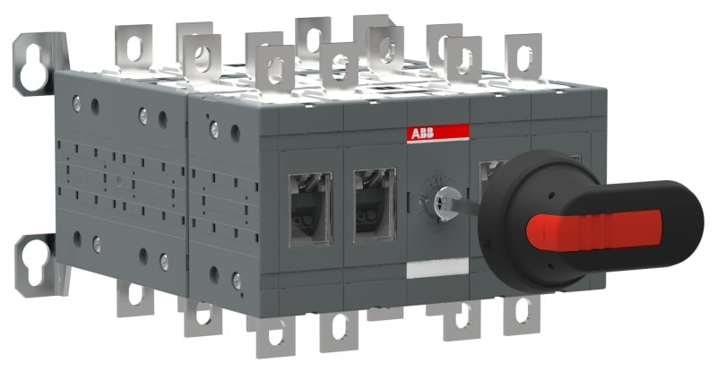 ABB - Bypass-Schalter 4-polig 160 A, mit Griff und Welle offene Umschaltung I-0-II